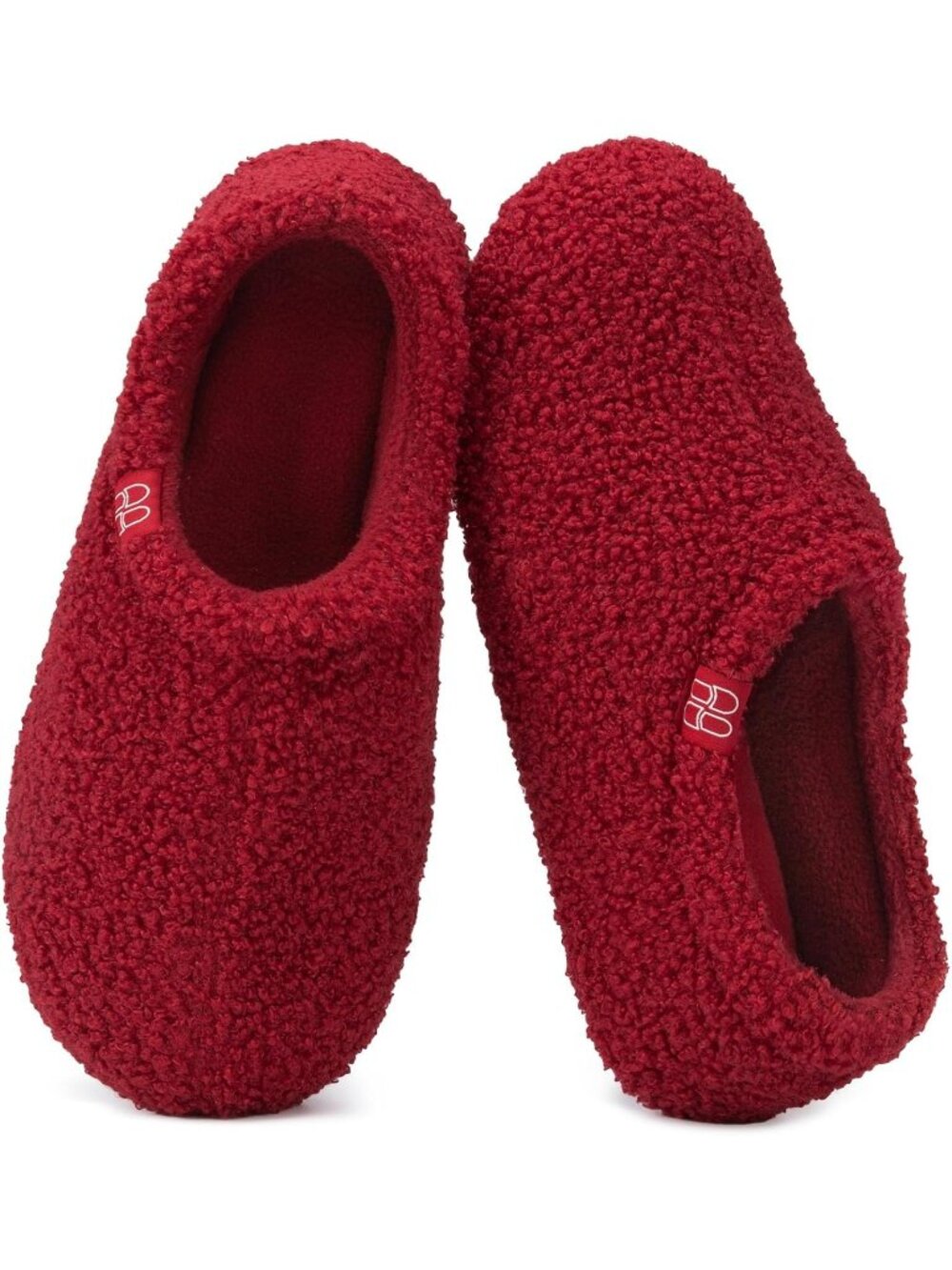 Women's Wine Red Fuzzy Curly Fur Memory Foam Fleece Lining Loafer Slippers